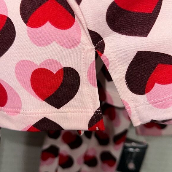 kate spade Pink Red Burgundy Overlapping Hearts Notch Collar Long Sleeve Pant PJ - Picture 5 of 12